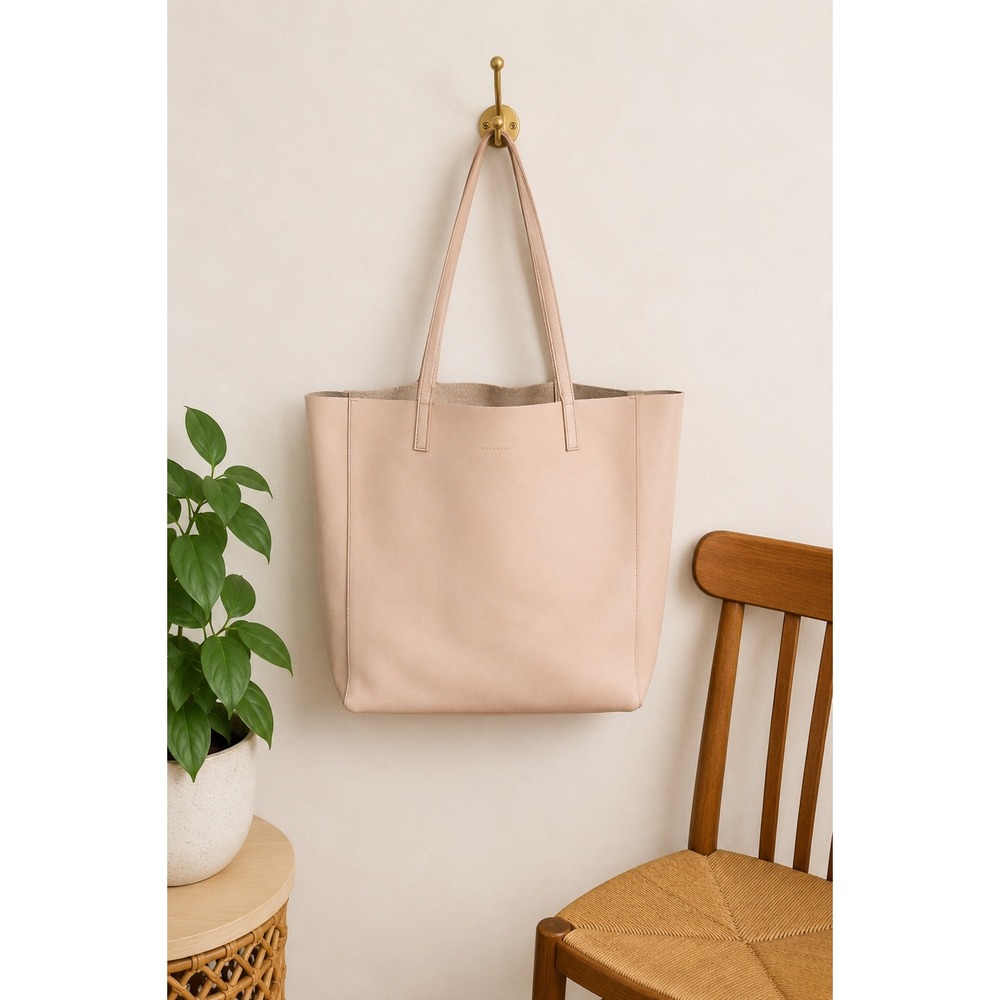 Aila Elemi‎ Blush Pink Leather Tote Minimalist Shopper Work Purse Anthropologie